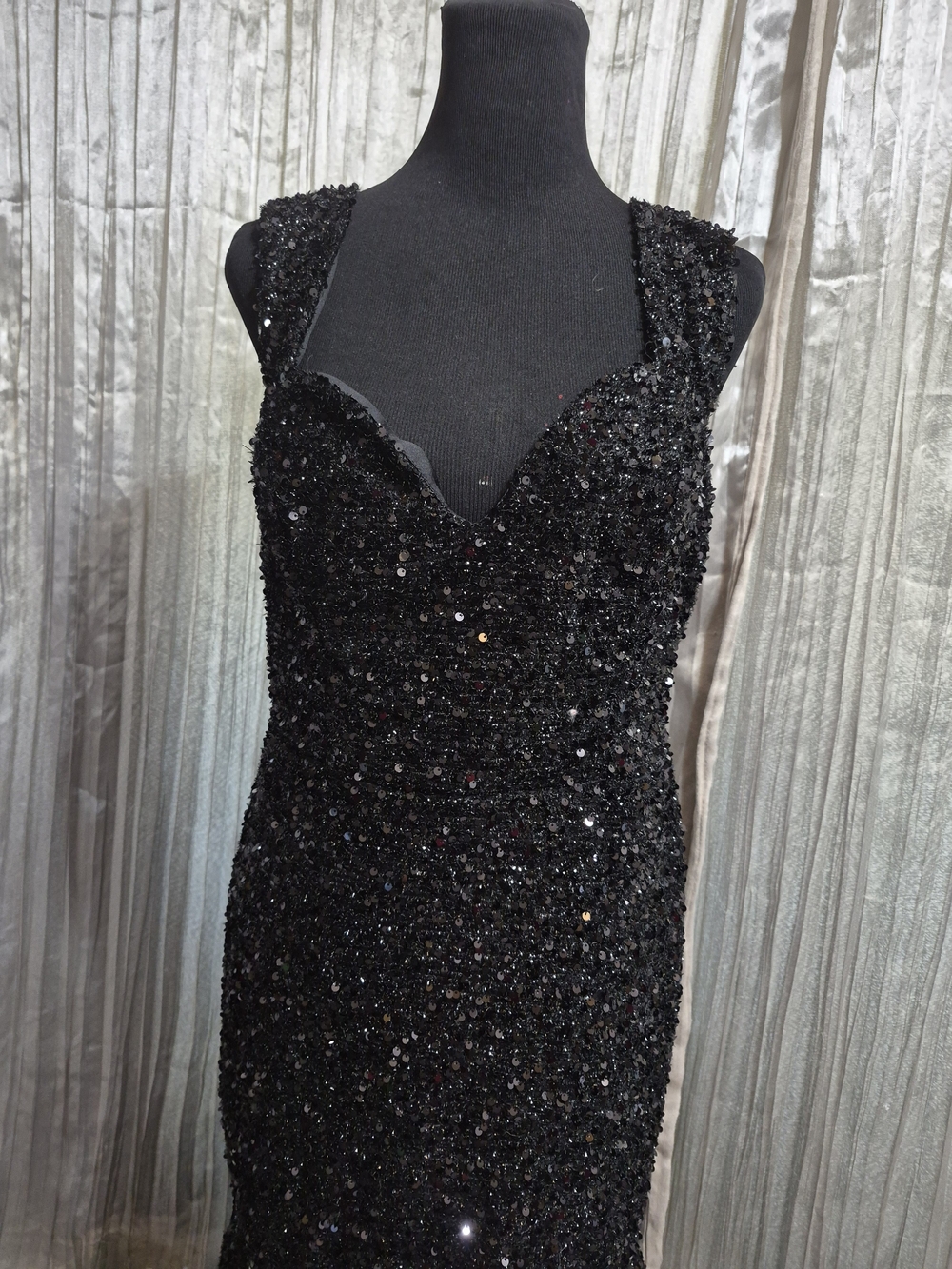 Black Sequin Mermaid Evening Dress - Picture 3 of 14